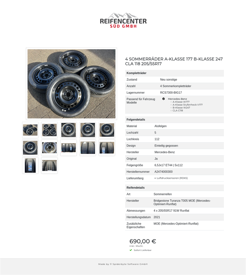 4 SOMMERRÄDER A-KLASSE 177 B-KLASSE 247 CLA 118 205/55R17 #271F – Bild 13