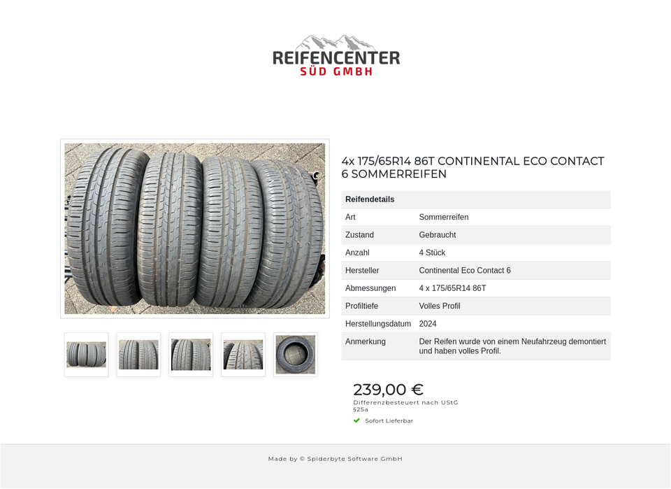 4x 175/65R14 86T CONTINENTAL ECO CONTACT 6 SOMMERREIFEN #22JL – Bild 6