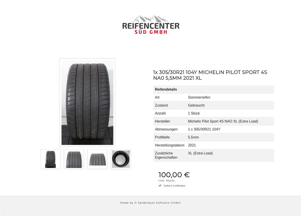 1x 305/30R21 104Y MICHELIN PILOT SPORT 4S NA0 5,5MM 2021 XL #206J – Bild 5