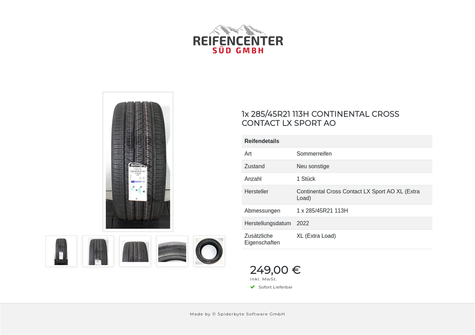 1x 285/45R21 113H CONTINENTAL CROSS CONTACT LX SPORT AO #24AW – Bild 6