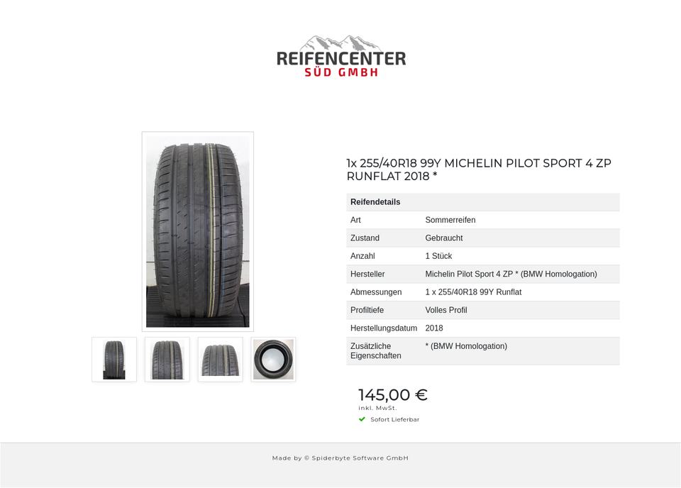 1x 255/40R18 99Y MICHELIN PILOT SPORT 4 ZP RUNFLAT 2018 * #1VJN – Bild 5