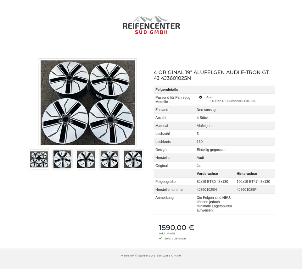 4 ORIGINAL 19" ALUFELGEN AUDI E-TRON GT 4J 4J3601025N #1Z8T – Bild 6