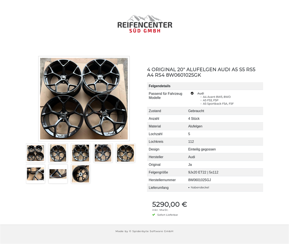 4 ORIGINAL 20" ALUFELGEN AUDI A5 S5 RS5 A4 RS4 8W0601025GK #26NY – Bild 9
