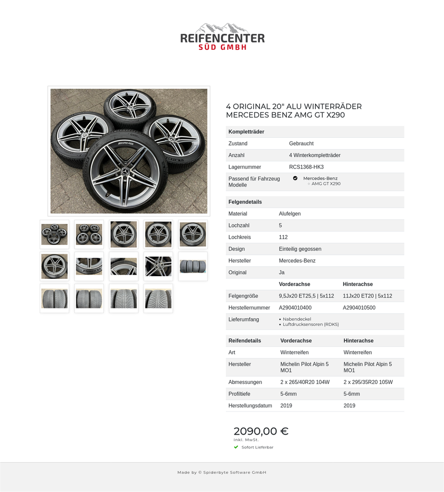 4 ORIGINAL 20" ALU WINTERRÄDER MERCEDES BENZ AMG GT X290 #216Y – Bild 15