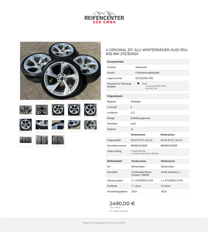 4 ORIGINAL 20" ALU WINTERRÄDER AUDI RS4 RS5 8W 275/30R20 #20FF – Bild 14