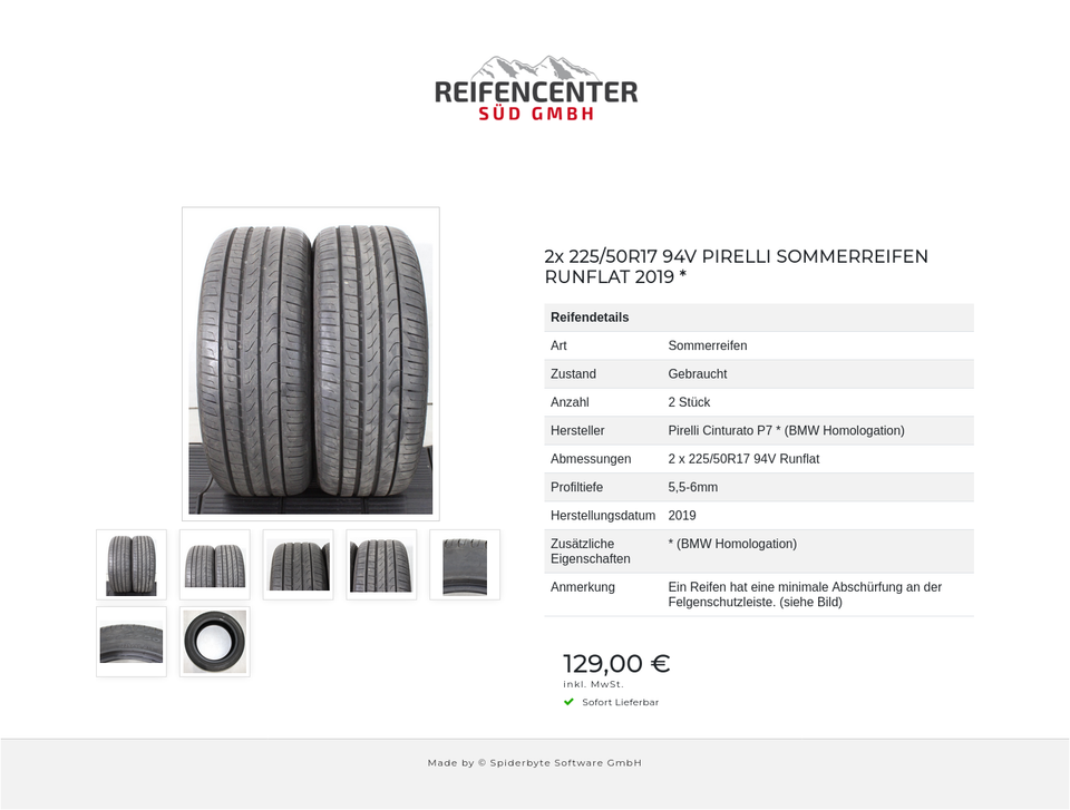 2x 225/50R17 94V PIRELLI SOMMERREIFEN RUNFLAT 2019 * #1YQR – Bild 8