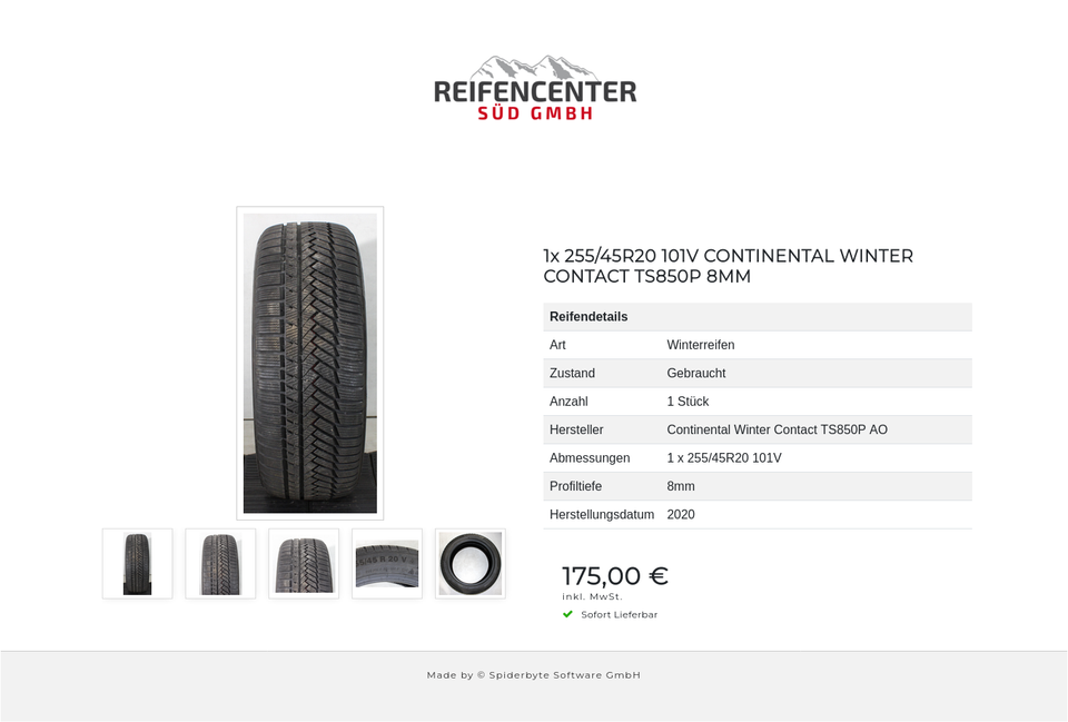 1x 255/45R20 101V CONTINENTAL WINTER CONTACT TS850P 8MM #24JM – Bild 6