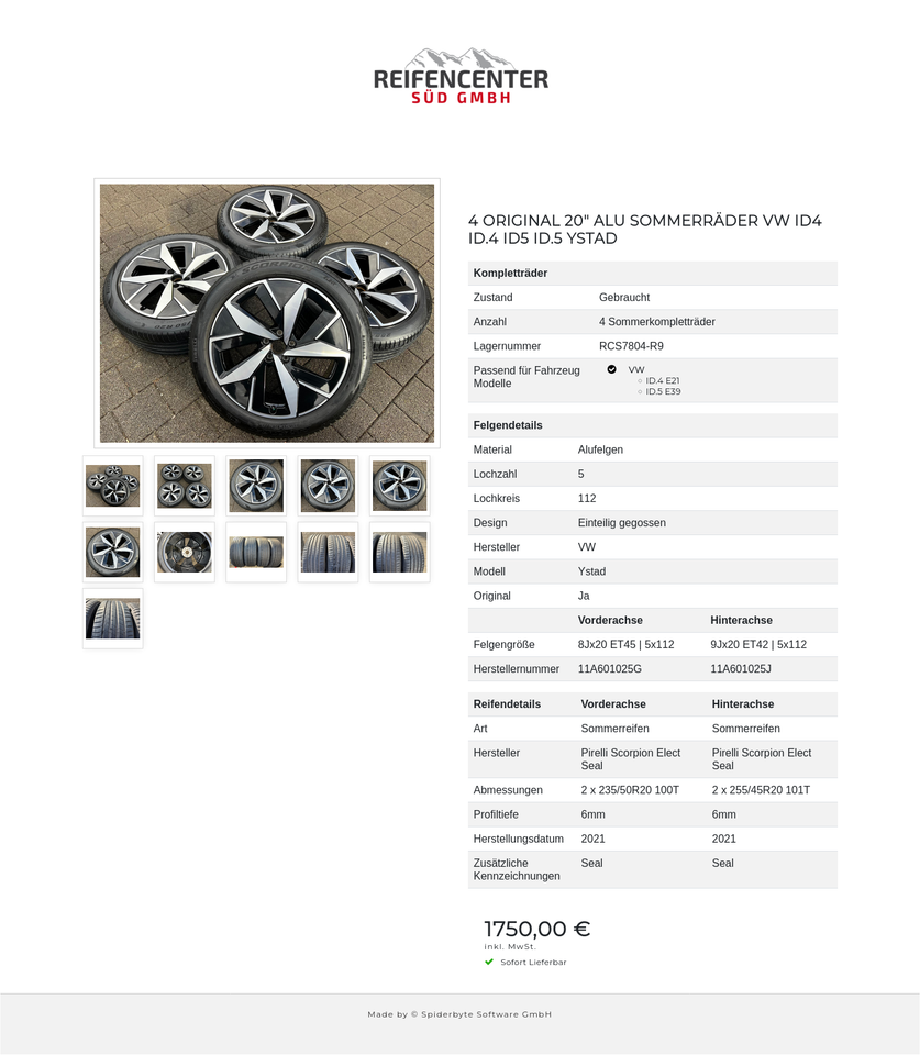 4 ORIGINAL 20" ALU SOMMERRÄDER VW ID4 ID.4 ID5 ID.5 YSTAD #1PZL – Bild 12