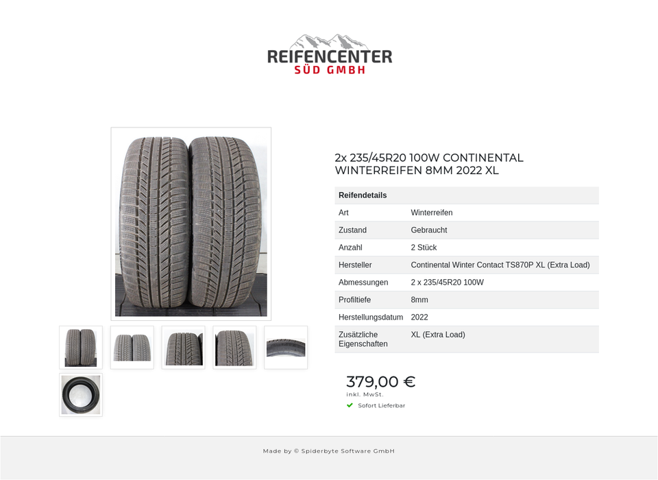 2x 235/45R20 100W CONTINENTAL WINTERREIFEN 8MM 2022 XL #272Q – Bild 7