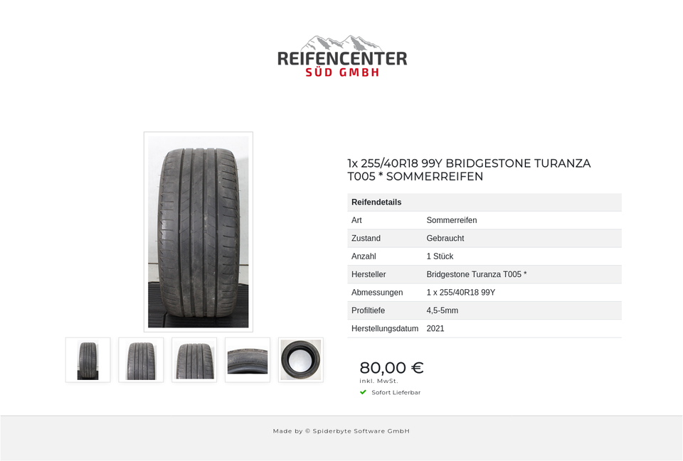 1x 255/40R18 99Y BRIDGESTONE TURANZA T005 * SOMMERREIFEN #220R – Bild 6