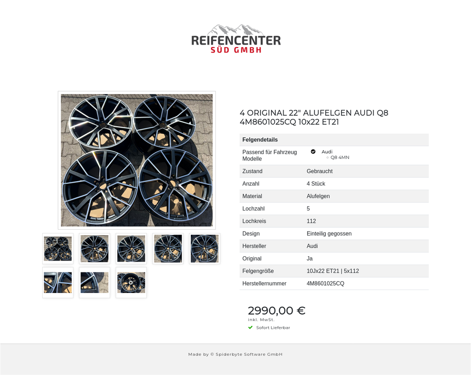 4 ORIGINAL 22" ALUFELGEN AUDI Q8 4M8601025CQ 10x22 ET21 #1WFO – Bild 9