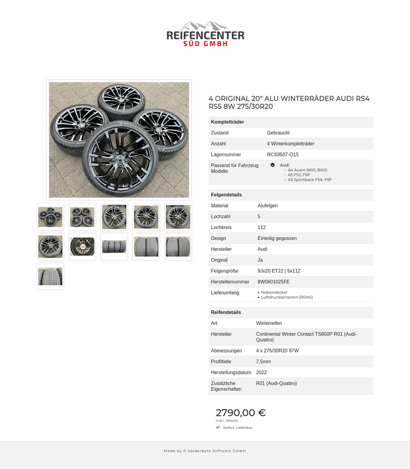 4 ORIGINAL 20" ALU WINTERRÄDER AUDI RS4 RS5 8W 275/30R20 #267W – Bild 12