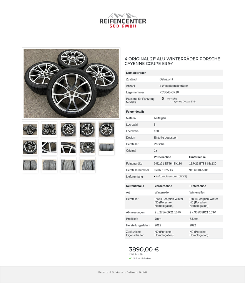 4 ORIGINAL 21" ALU WINTERRÄDER PORSCHE CAYENNE COUPE E3 9Y #22JD – Bild 15