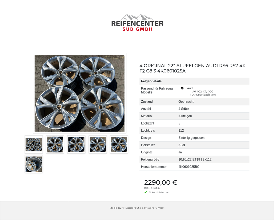 4 ORIGINAL 22" ALUFELGEN AUDI RS6 RS7 4K F2 C8 3 4K0601025A #1WFK – Bild 7