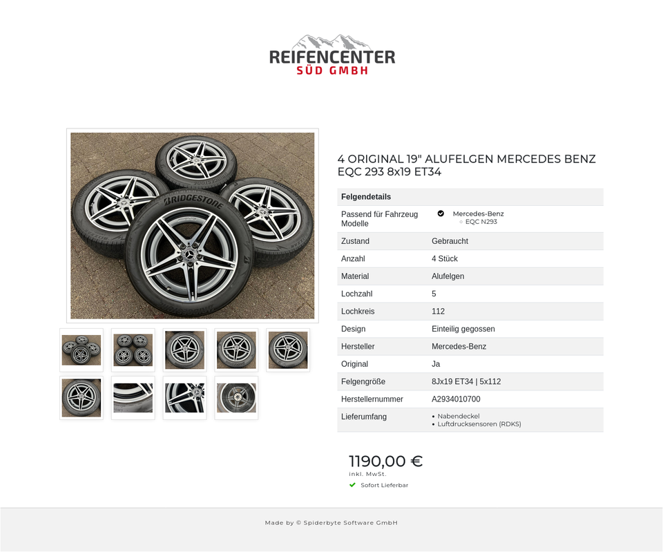 4 ORIGINAL 19" ALUFELGEN MERCEDES BENZ EQC 293 8x19 ET34 #24TH – Bild 10