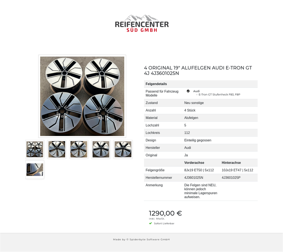 4 ORIGINAL 19" ALUFELGEN AUDI E-TRON GT 4J 4J3601025N #1W3L – Bild 7