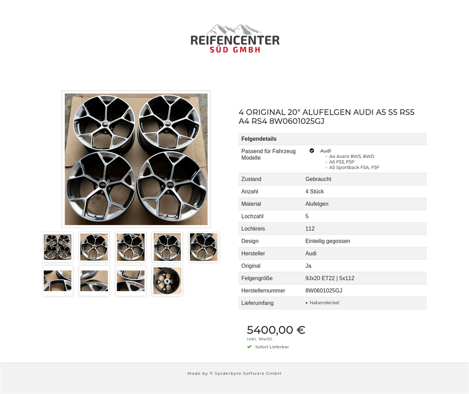 4 ORIGINAL 20" ALUFELGEN AUDI A5 S5 RS5 A4 RS4 8W0601025GJ #26NZ – Bild 10