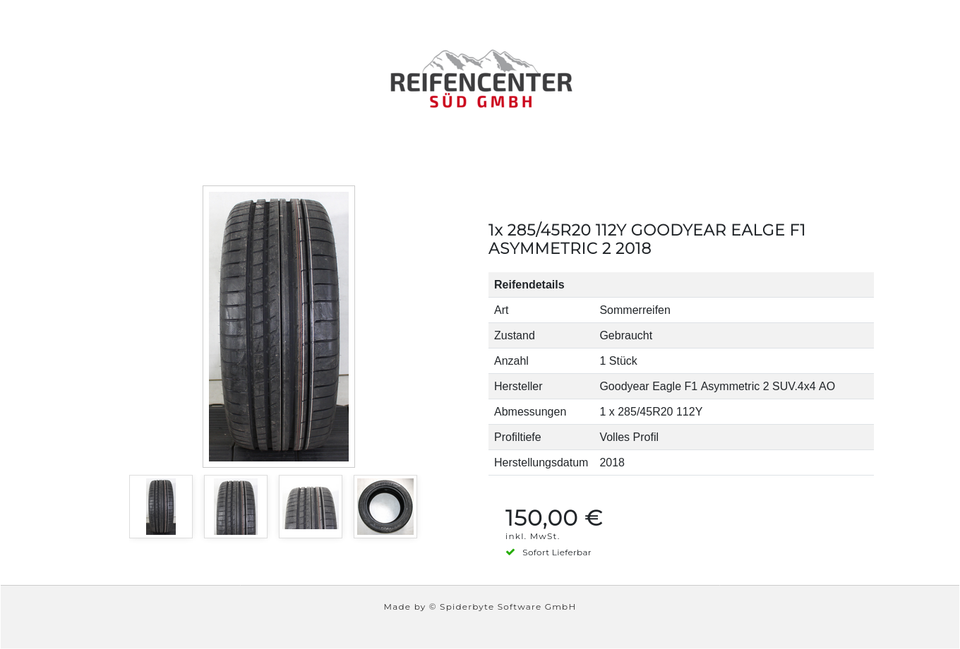 1x 285/45R20 112Y GOODYEAR EALGE F1 ASYMMETRIC 2 2018 #1TBW – Bild 5
