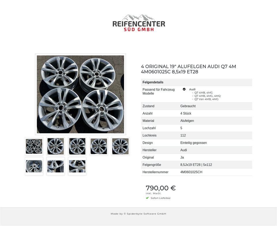 4 ORIGINAL 19" ALUFELGEN AUDI Q7 4M 4M0601025C 8,5x19 ET28 #1Y0H – Bild 9