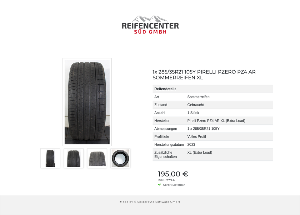 1x 285/35R21 105Y PIRELLI PZERO PZ4 AR SOMMERREIFEN XL #1TFE – Bild 5