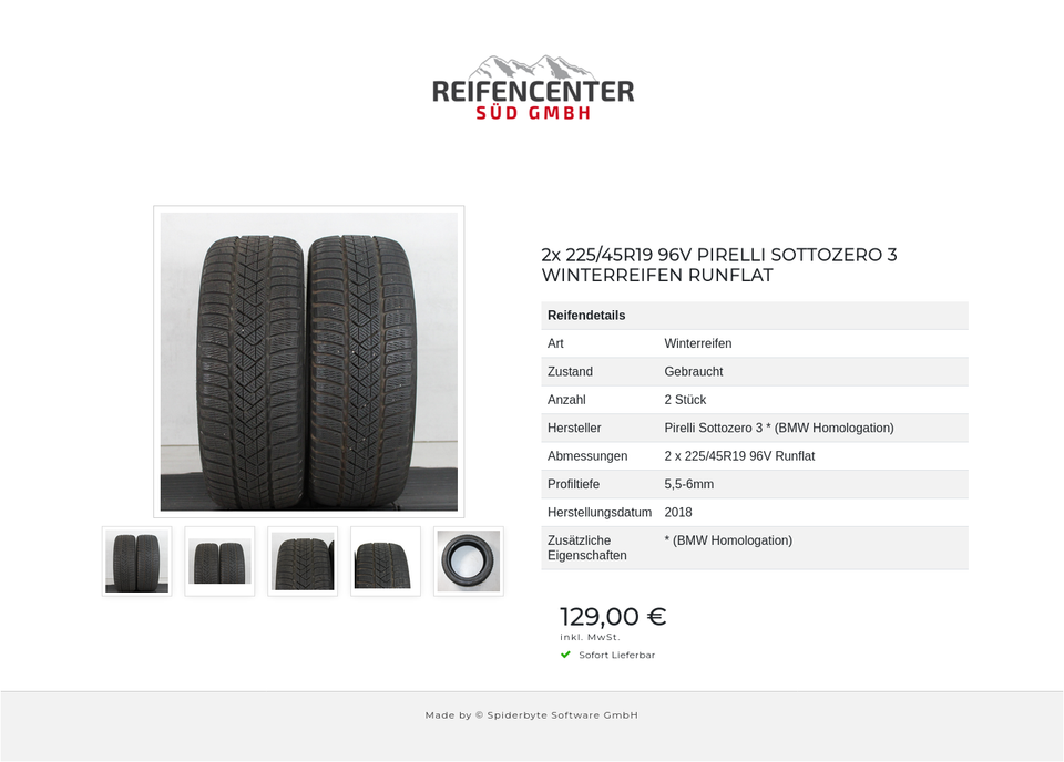 2x 225/45R19 96V PIRELLI SOTTOZERO 3 WINTERREIFEN RUNFLAT #1B7C – Bild 6