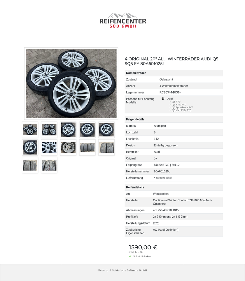 4 ORIGINAL 20" ALU WINTERRÄDER AUDI Q5 SQ5 FY 80A601025L #26BG – Bild 13