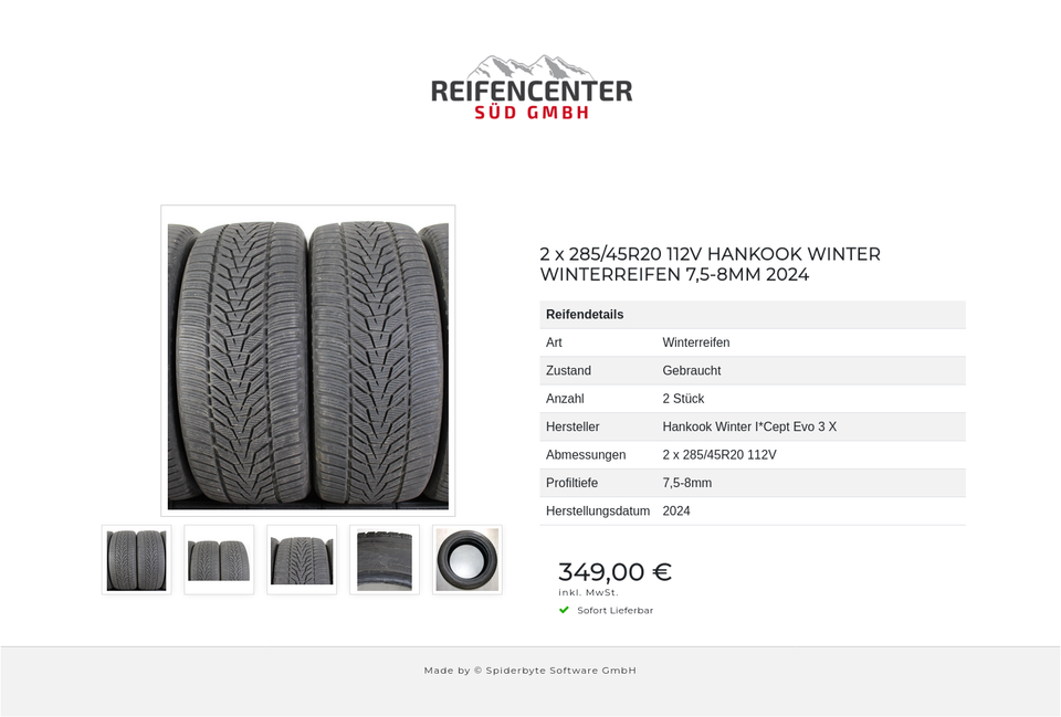 2 x 285/45R20 112V HANKOOK WINTER WINTERREIFEN 7,5-8MM 2024 #22WZ – Bild 6