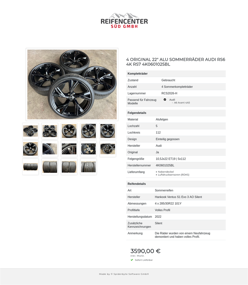 4 ORIGINAL 22" ALU SOMMERRÄDER AUDI RS6 4K RS7 4K0601025BL #24IN – Bild 15