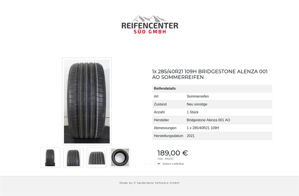 1x 285/40R21 109H BRIDGESTONE ALENZA 001 AO SOMMERREIFEN #1T3Y – Bild 5