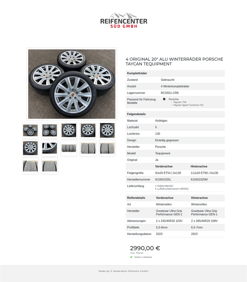 4 ORIGINAL 20" ALU WINTERRÄDER PORSCHE TAYCAN TEQUIPMENT #22XM – Bild 13