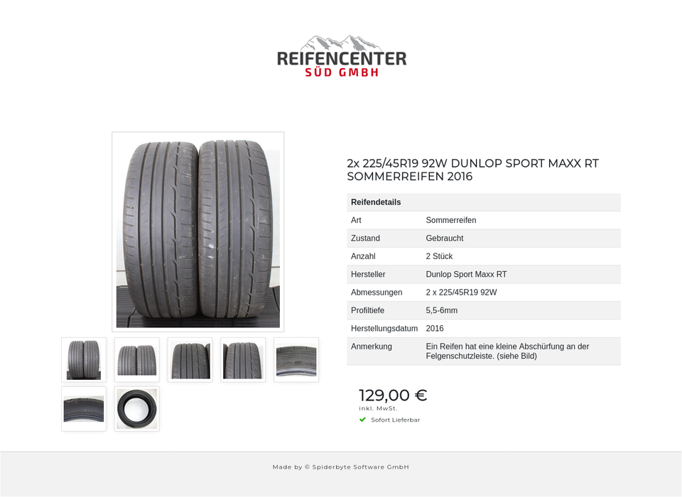 2x 225/45R19 92W DUNLOP SPORT MAXX RT SOMMERREIFEN 2016 #22BI – Bild 8