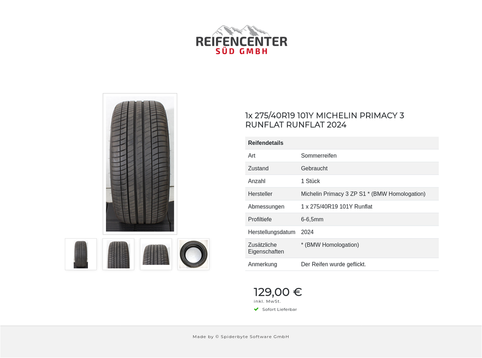 1x 275/40R19 101Y MICHELIN PRIMACY 3 RUNFLAT RUNFLAT 2024 #20LU – Bild 5