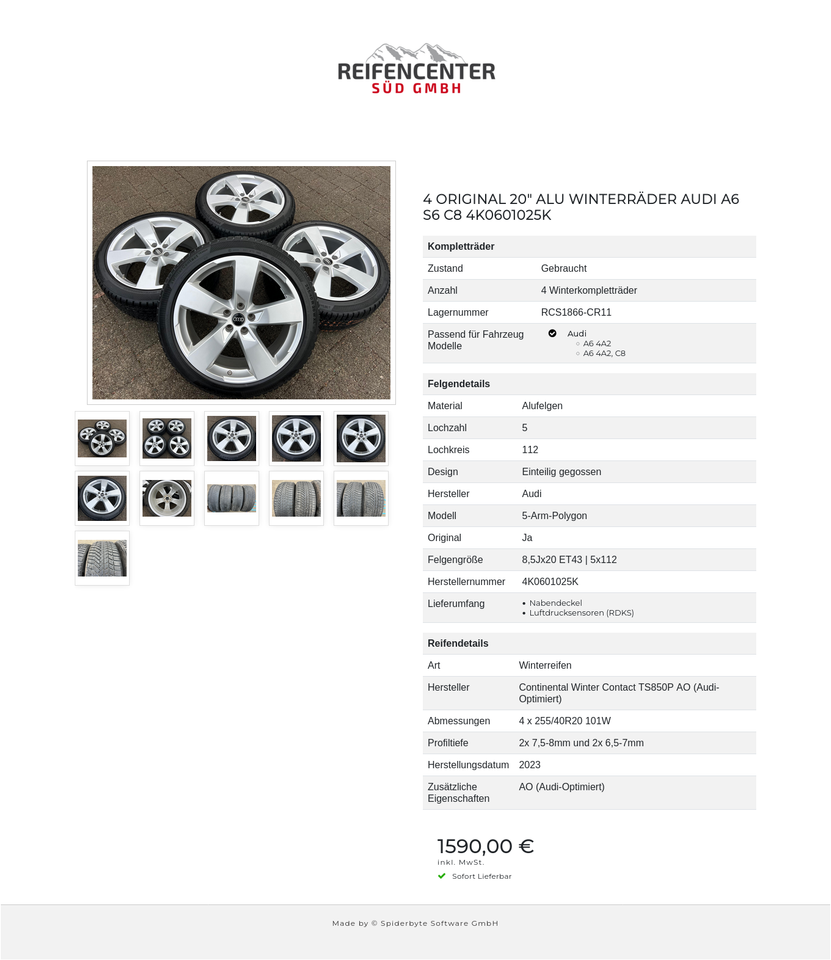 4 ORIGINAL 20" ALU WINTERRÄDER AUDI A6 S6 C8 4K0601025K #24WX – Bild 12