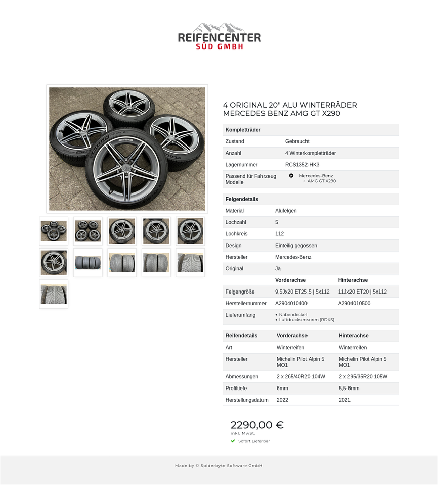 4 ORIGINAL 20" ALU WINTERRÄDER MERCEDES BENZ AMG GT X290 #216X – Bild 12