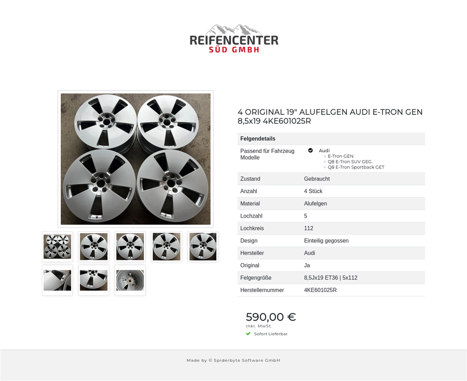 4 ORIGINAL 19" ALUFELGEN AUDI E-TRON GEN 8,5x19 4KE601025R #1ZDE – Bild 9