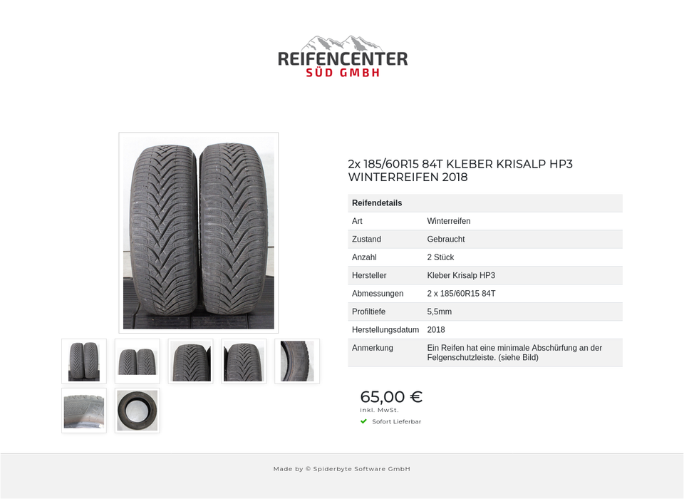 2x 185/60R15 84T KLEBER KRISALP HP3 WINTERREIFEN 2018 #27AE – Bild 8