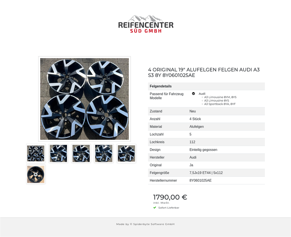 4 ORIGINAL 19" ALUFELGEN FELGEN AUDI A3 S3 8Y 8Y0601025AE #252D – Bild 7
