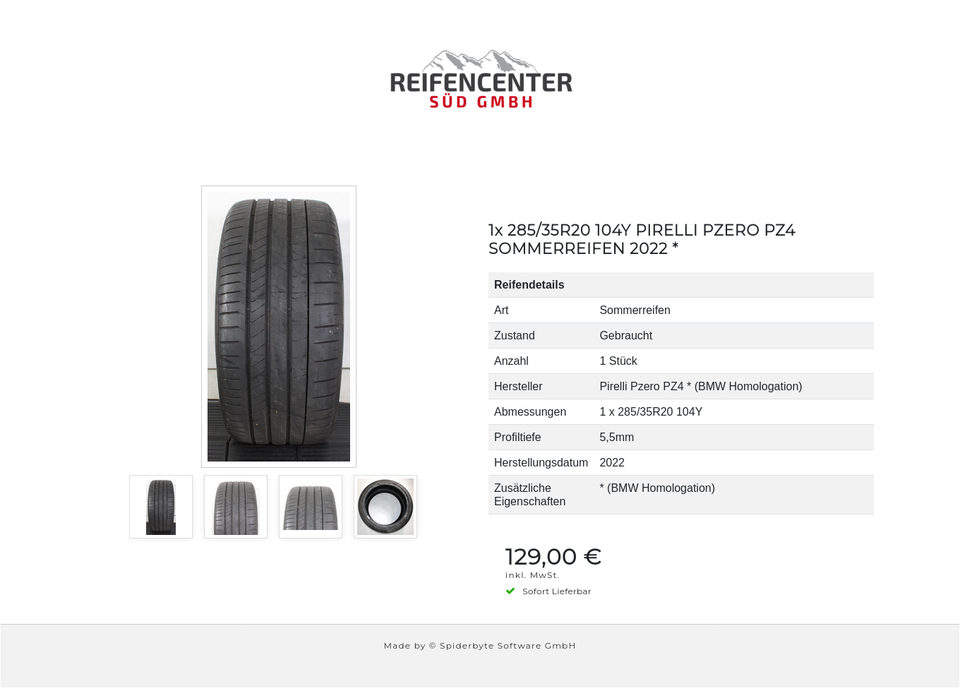 1x 285/35R20 104Y PIRELLI PZERO PZ4 SOMMERREIFEN 2022 * #1WSJ – Bild 5