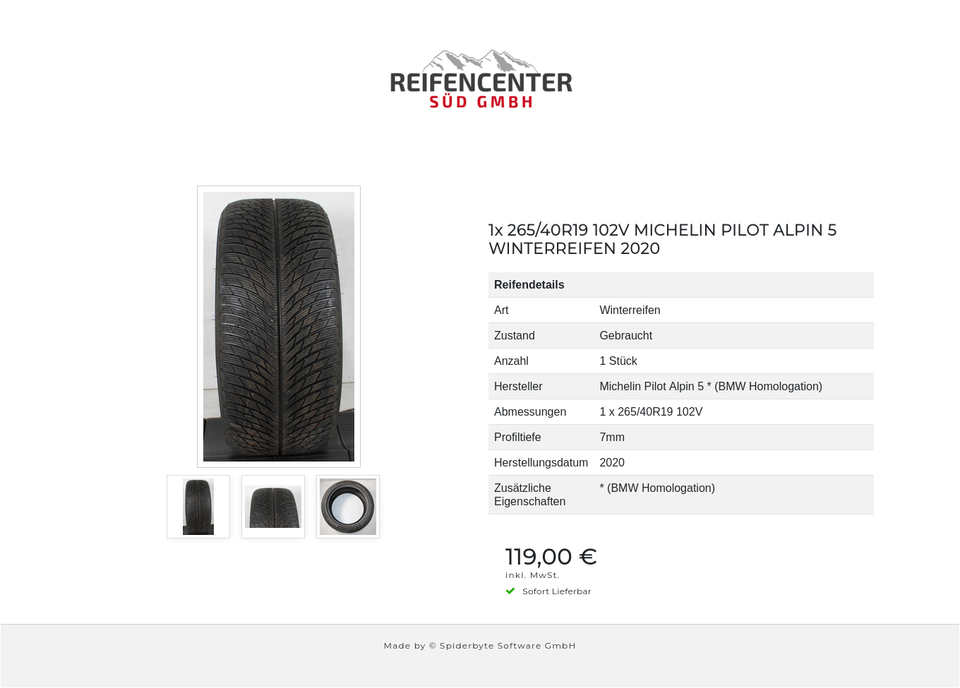 1x 265/40R19 102V MICHELIN PILOT ALPIN 5 WINTERREIFEN 2020 #1A1X – Bild 4