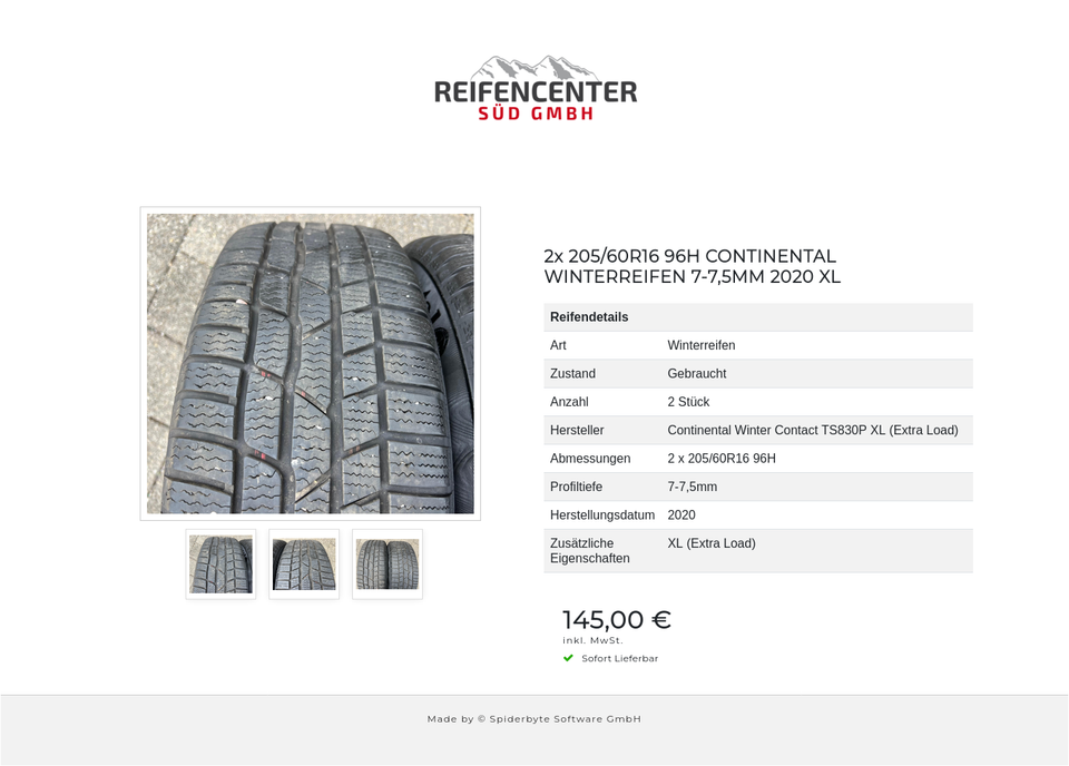 2x 205/60R16 96H CONTINENTAL WINTERREIFEN 7-7,5MM 2020 XL #21RP – Bild 4