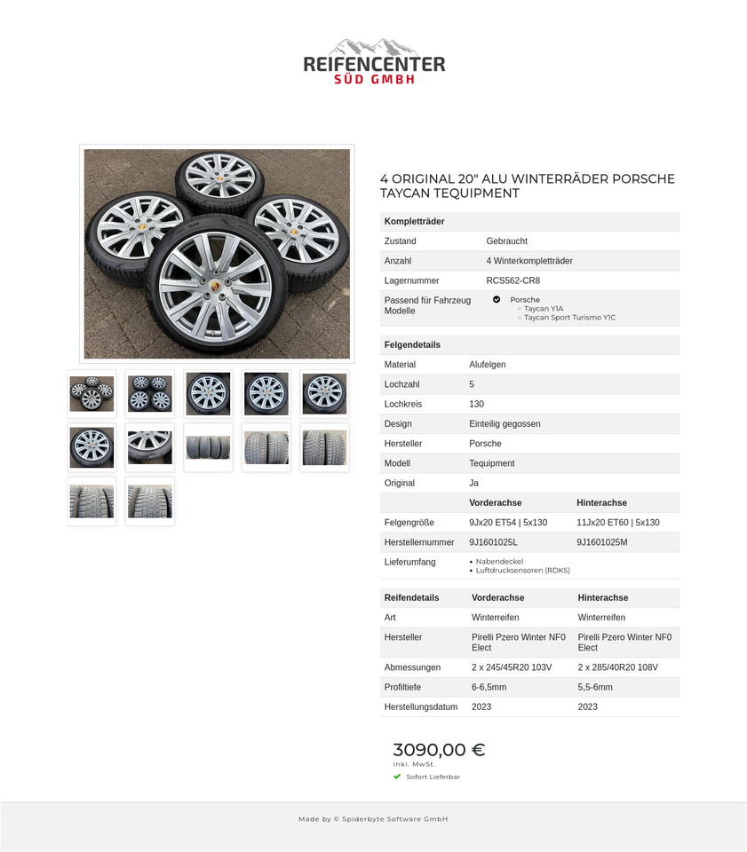 4 ORIGINAL 20" ALU WINTERRÄDER PORSCHE TAYCAN TEQUIPMENT #22SO – Bild 13