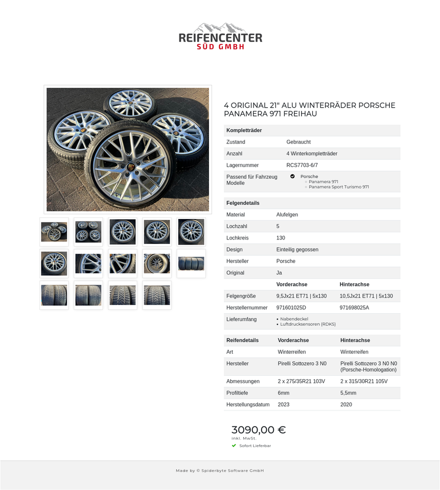 4 ORIGINAL 21" ALU WINTERRÄDER PORSCHE PANAMERA 971 FREIHAU #25ER – Bild 15