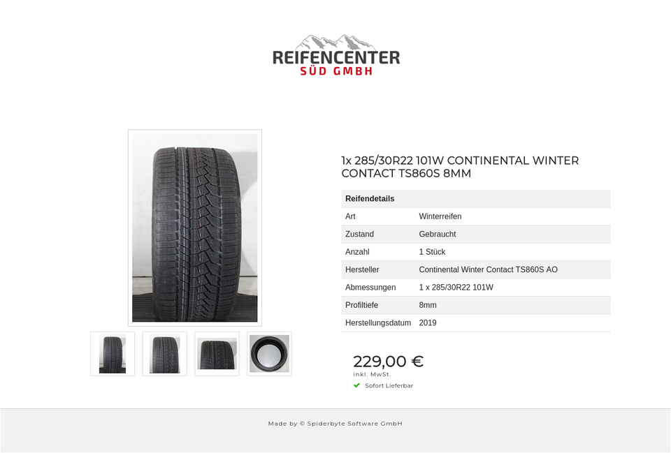 1x 285/30R22 101W CONTINENTAL WINTER CONTACT TS860S 8MM #25DX – Bild 5