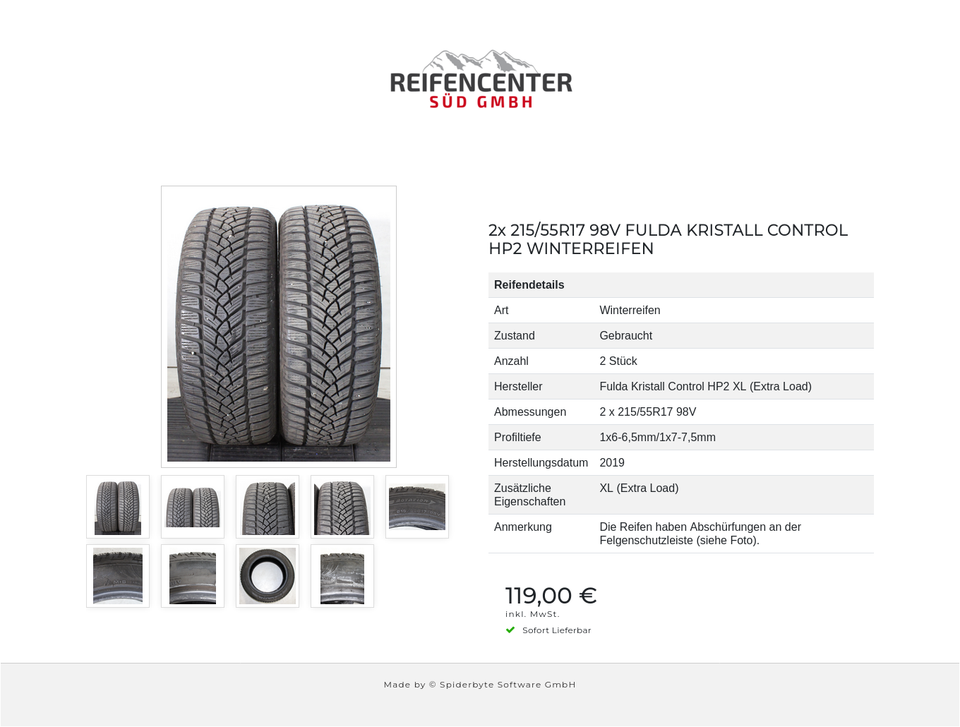 2x 215/55R17 98V FULDA KRISTALL CONTROL HP2 WINTERREIFEN #24DF – Bild 9