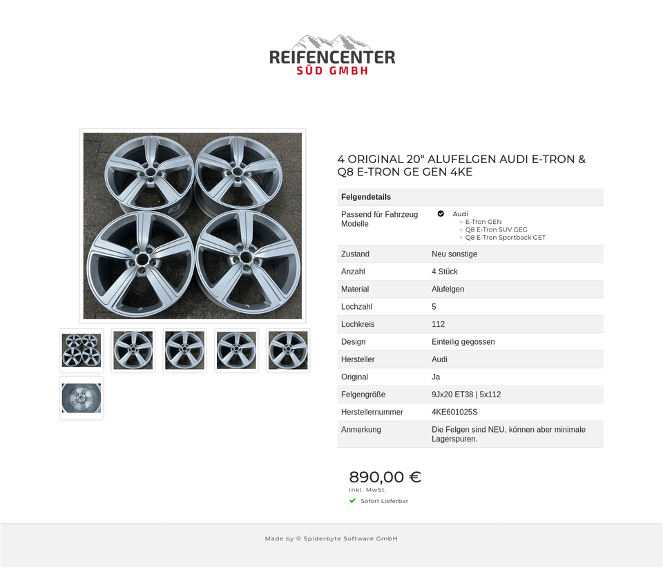 4 ORIGINAL 20" ALUFELGEN AUDI E-TRON & Q8 E-TRON GE GEN 4KE #1WGV – Bild 7