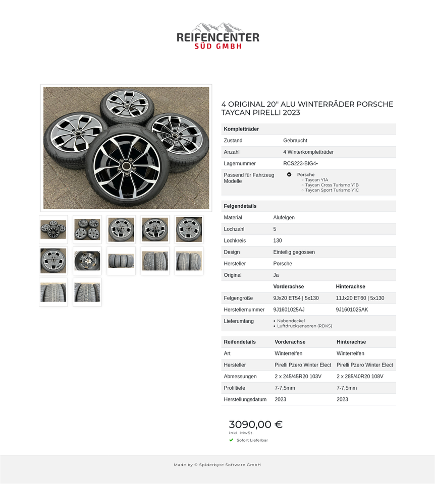 4 ORIGINAL 20" ALU WINTERRÄDER PORSCHE TAYCAN PIRELLI 2023 #22CI – Bild 13