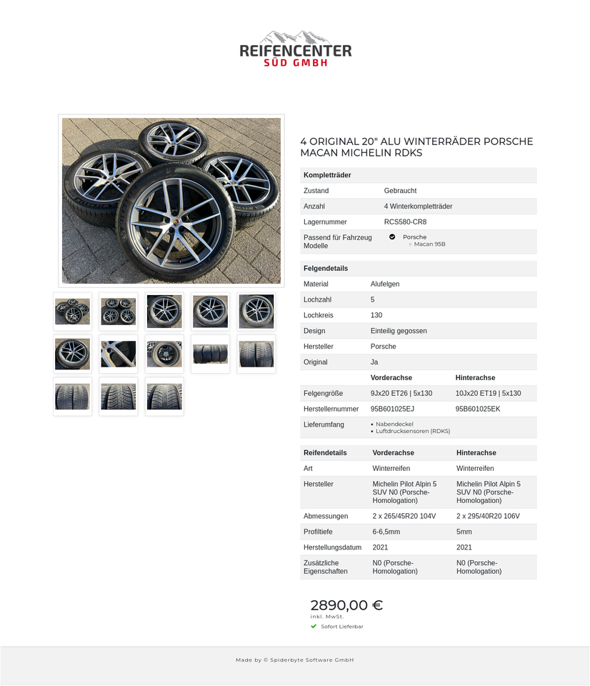4 ORIGINAL 20" ALU WINTERRÄDER PORSCHE MACAN MICHELIN RDKS #22XR – Bild 14