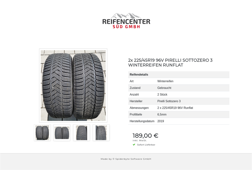 2x 225/45R19 96V PIRELLI SOTTOZERO 3 WINTERREIFEN RUNFLAT #17AL – Bild 5