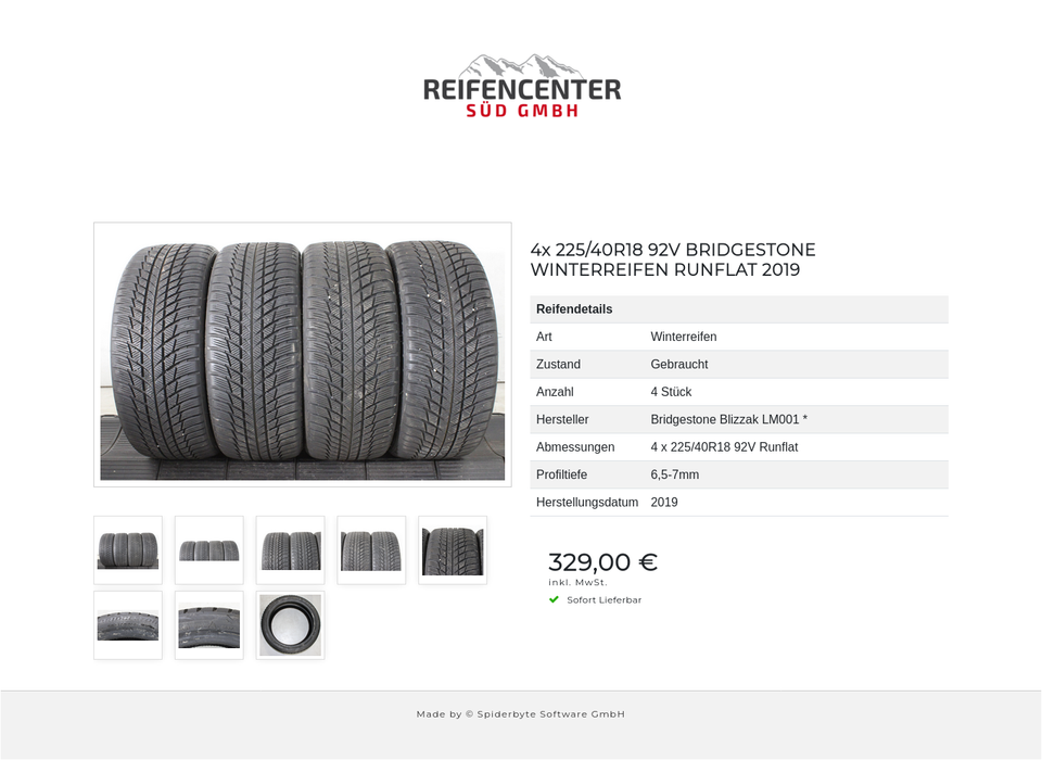 4x 225/40R18 92V BRIDGESTONE WINTERREIFEN RUNFLAT 2019 #25UB – Bild 9